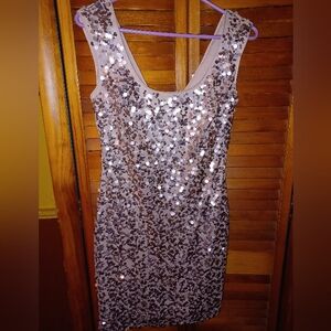Nwot Guess Beige Sequin Dress Size 2 Retail $179
